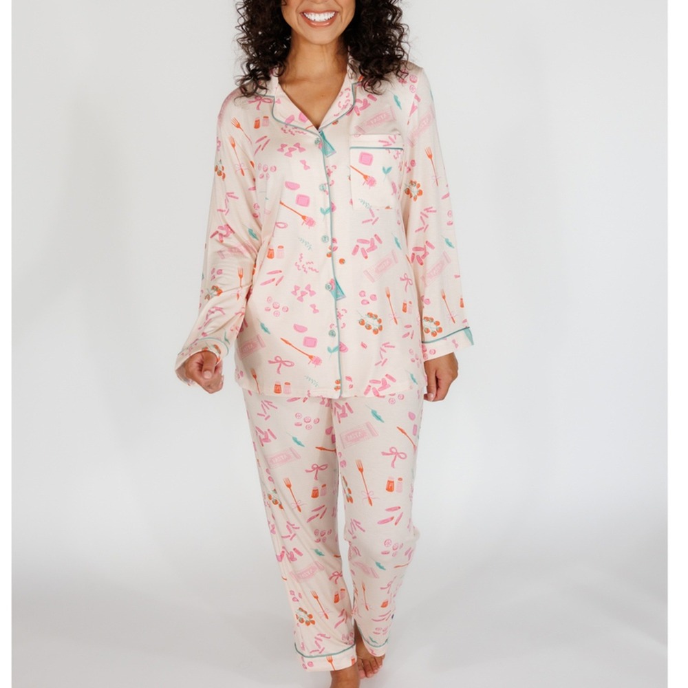 In My Sundays Pasta La Vista Pajama Set Pink Medium New With Tags